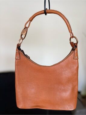 Vintage Gucci GG Ring Handle Small Hobo Bag Tan Leather Y2K